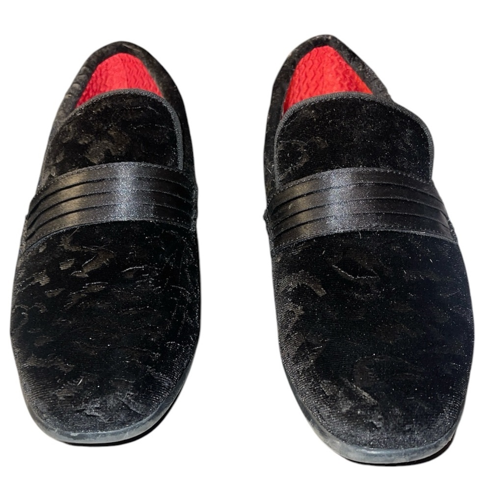 Robert David Boys Black Faux Suede Loafers Size 3 🏷️